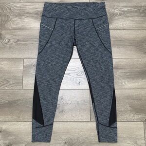 Athleta Relay Tight Mid Rise Side Pocket Leggings Heather Gray Black Size‎ Large